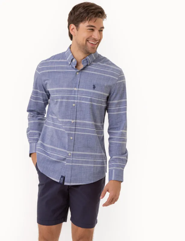 SLUB POPLIN LONG SLEEVE STRIPED SHIRT sold by U.S. Polo Assn.