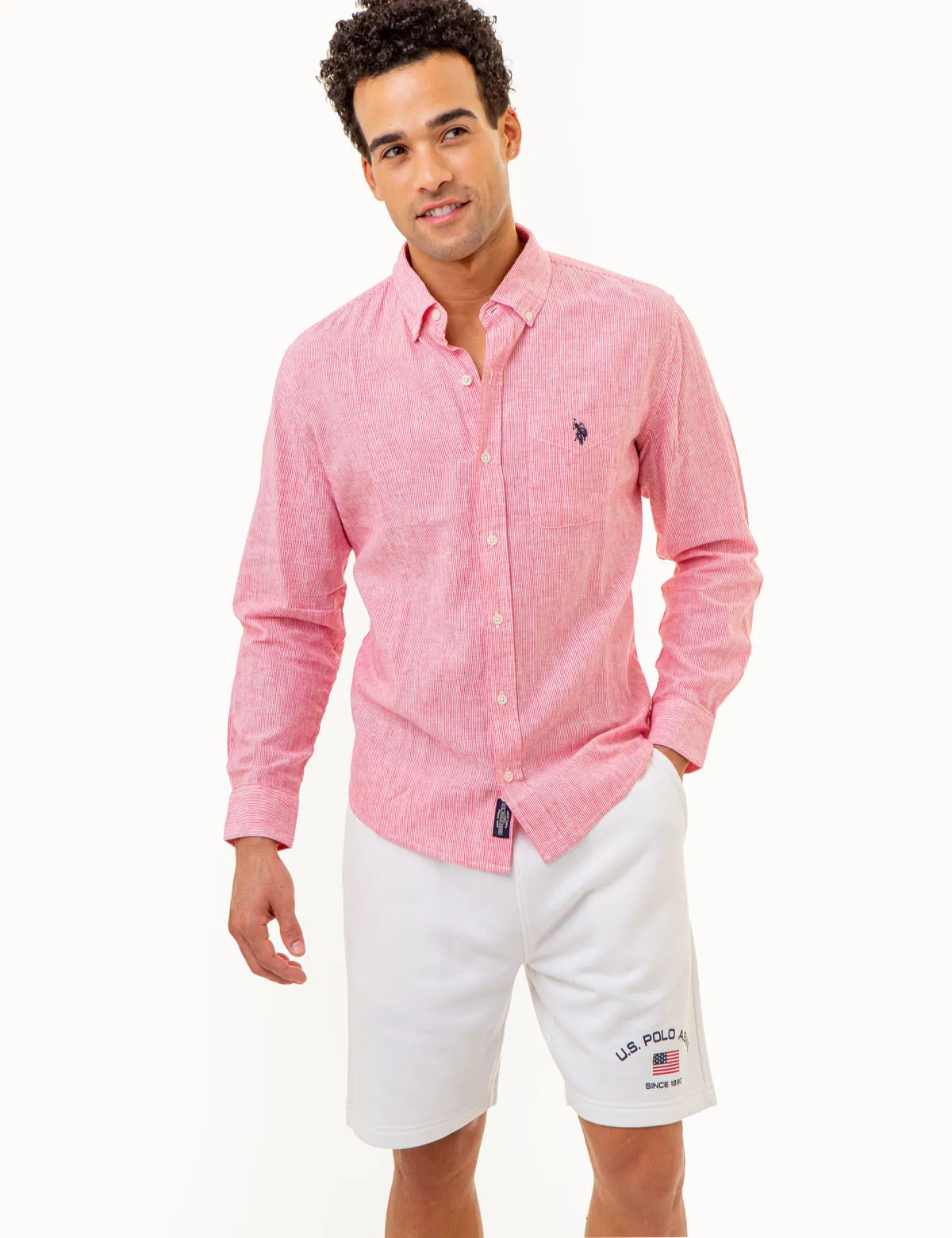 LONG SLEEVE LINEN YARN DYE STRIPED SHIRT sold by U.S. Polo Assn. product image thumbnail 3