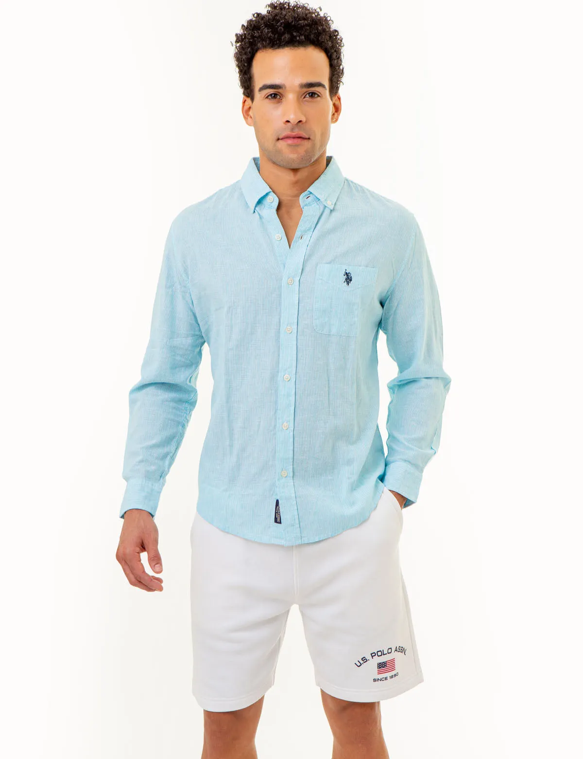 LONG SLEEVE LINEN YARN DYE STRIPED SHIRT sold by U.S. Polo Assn.