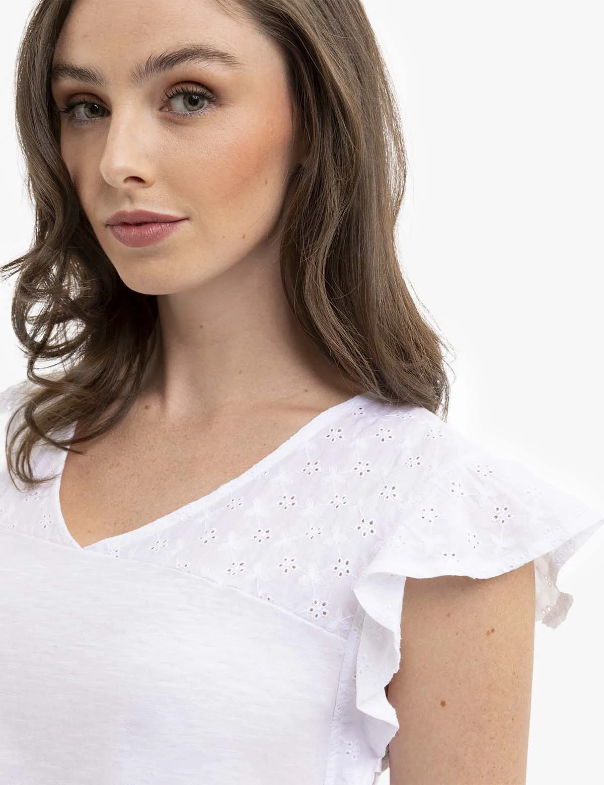 EYELET YOKE FLUTTER SLEEVE TOP sold by U.S. Polo Assn. product image thumbnail 2