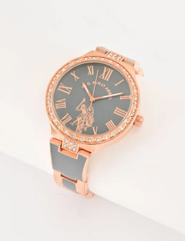 LADIES ROSE GOLD RHINESTONE BRACELET WATCH sold by U.S. Polo Assn.