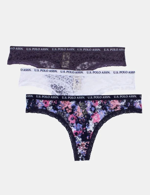 3 Pack Printed Lace Thong sold by U.S. Polo Assn.