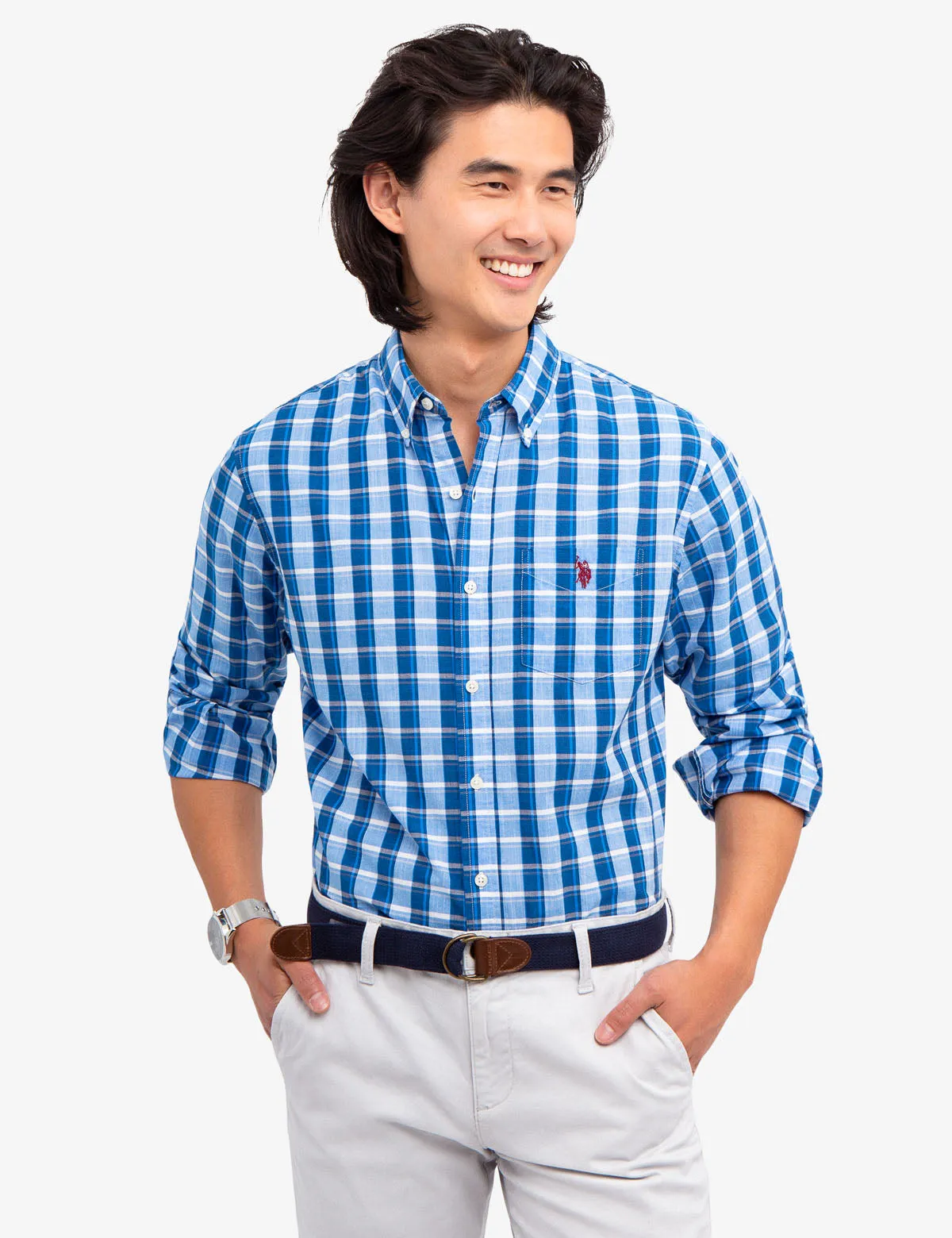 MEDIUM PLAID POPLIN SHIRT sold by U.S. Polo Assn.