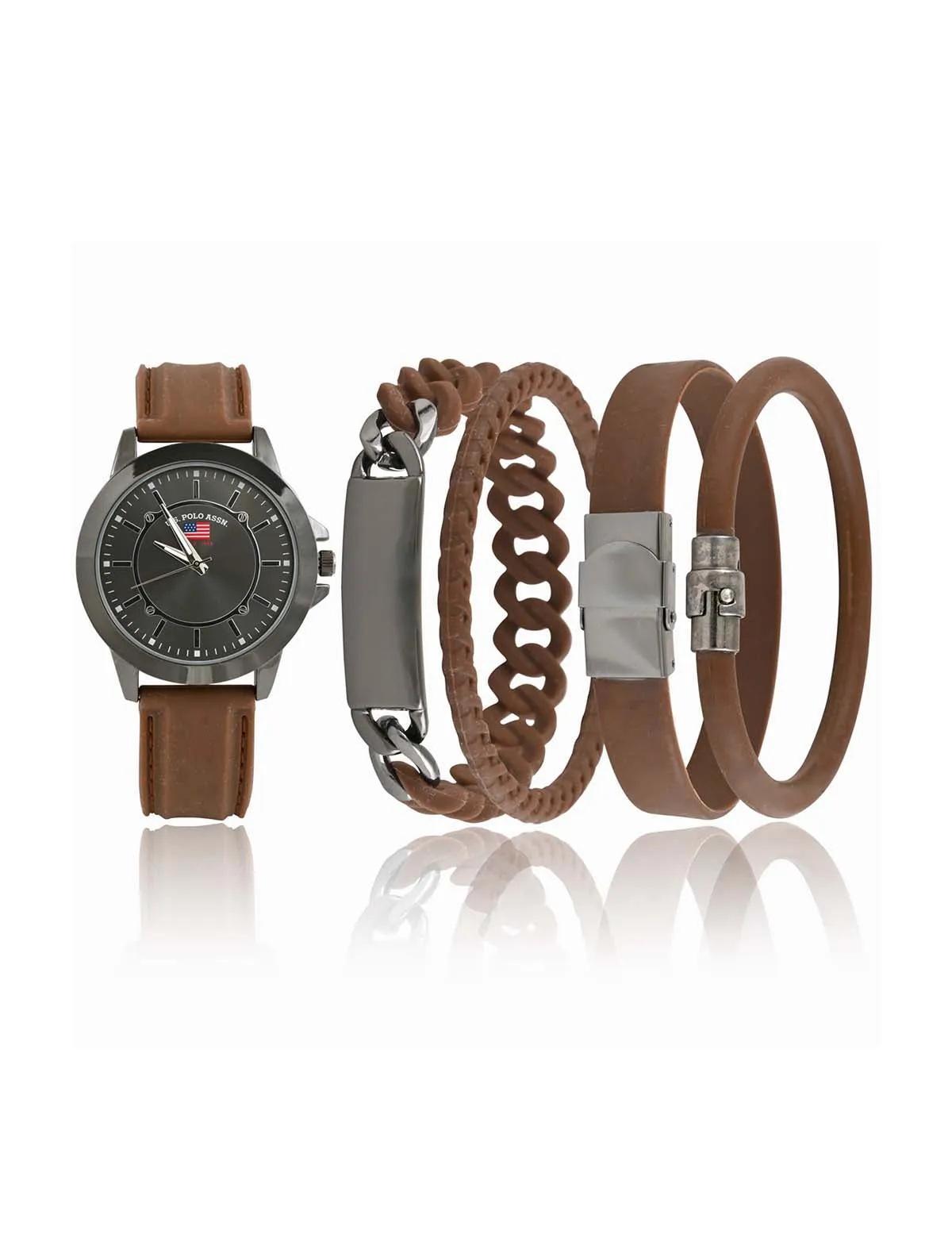 MEN'S BROWN STRAP WATCH AND BRACELETS SET sold by U.S. Polo Assn. product image thumbnail 3