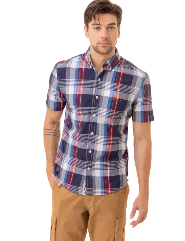 RED WHITE AND BLUE PLAID MADRAS WOVEN SHIRT sold by U.S. Polo Assn.