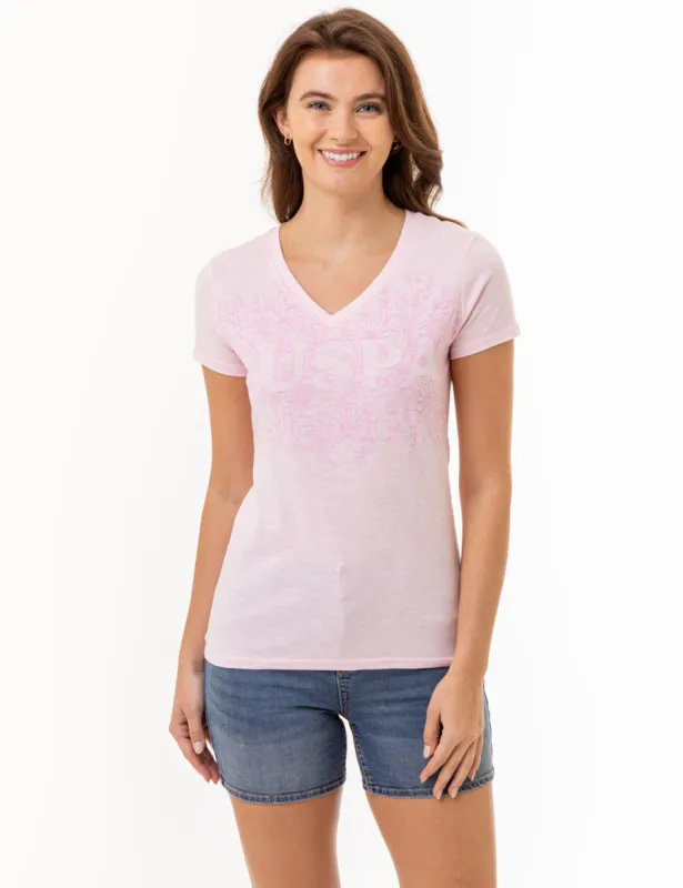 TONAL FLORAL V-NECK T-SHIRT sold by U.S. Polo Assn.