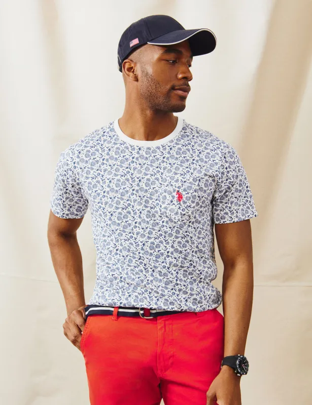 FLORAL PRINTED CREW NECK T-SHIRT WITH POCKET sold by U.S. Polo Assn.