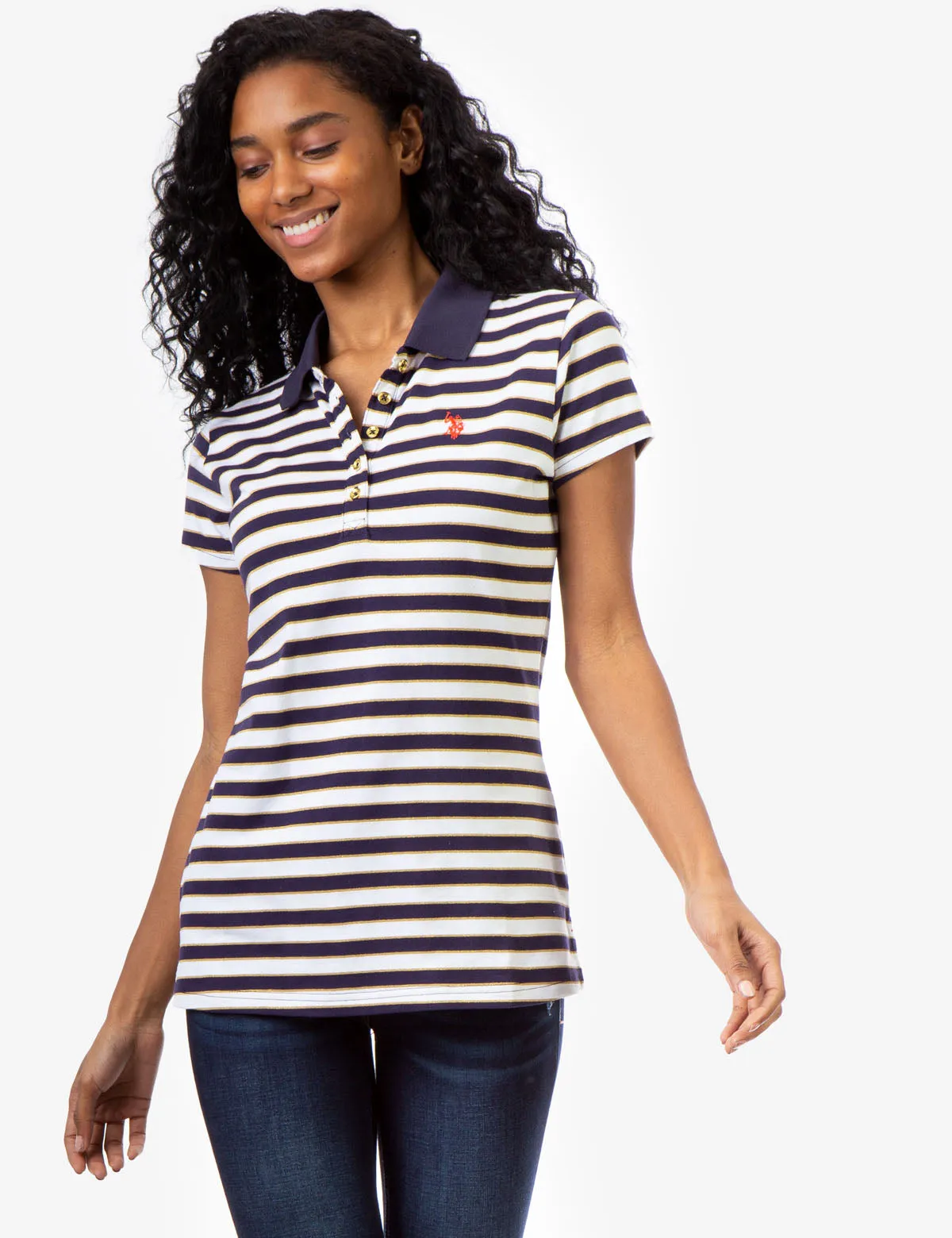 STRIPE LUREX POLO SHIRT sold by U.S. Polo Assn. product image thumbnail 5