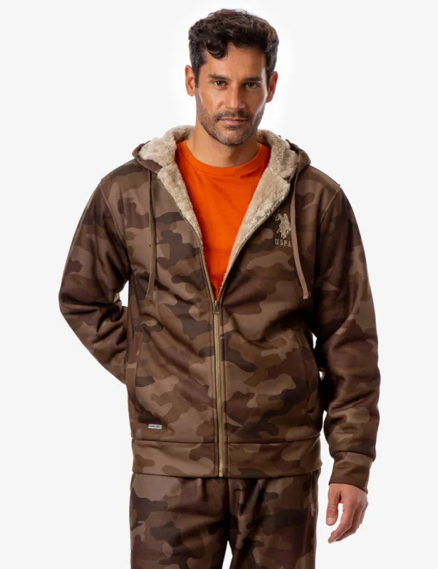 CAMO FULL ZIP SHERPA HOODIE sold by U.S. Polo Assn.
