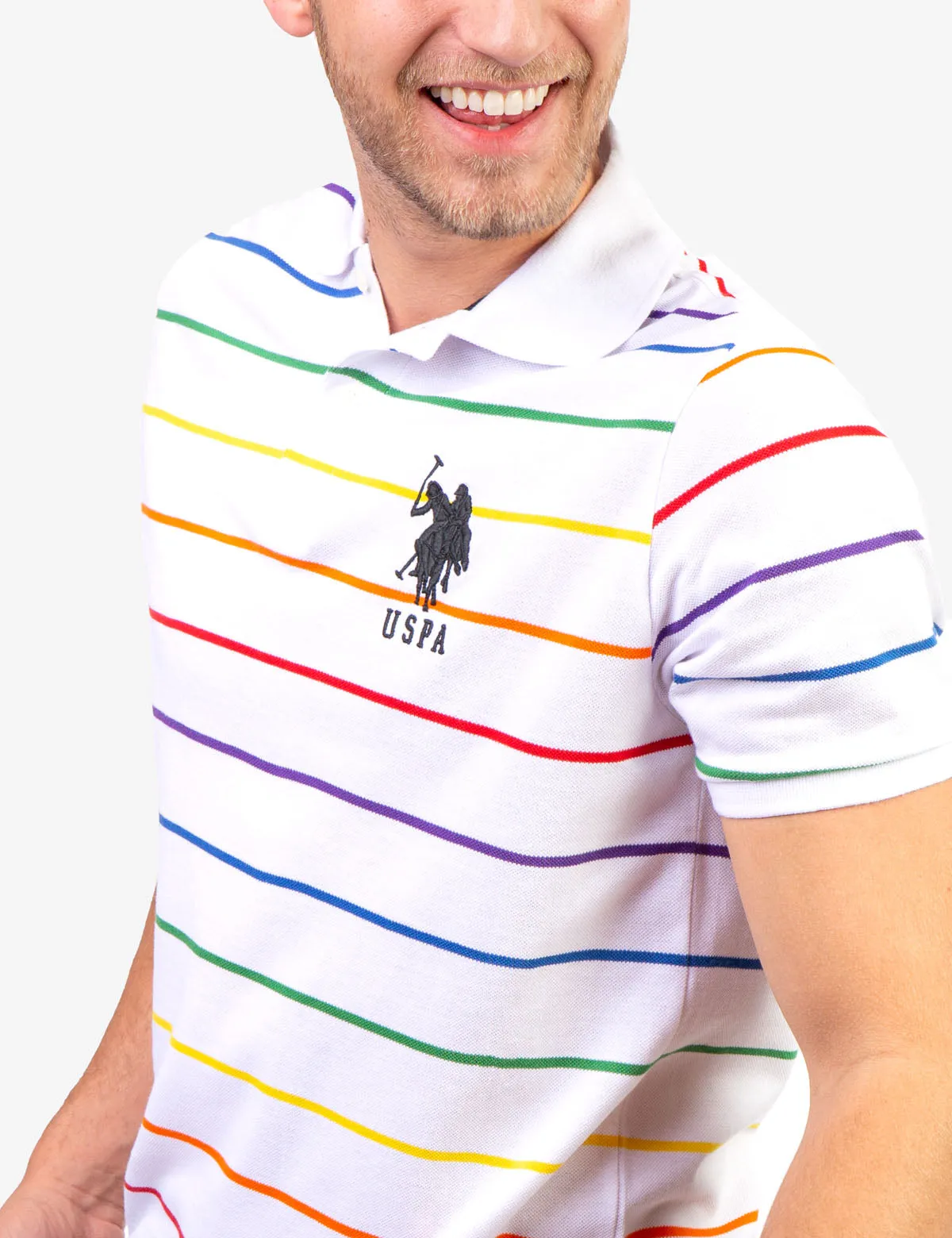PRIDE STRIPED POLO SHIRT sold by U.S. Polo Assn.