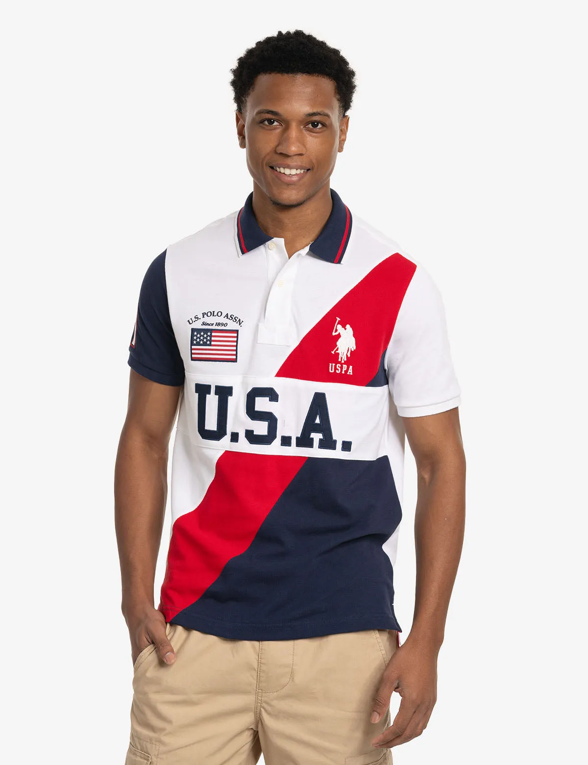 USA SASH COLOR BLOCK PIQUE POLO SHIRT sold by U.S. Polo Assn.
