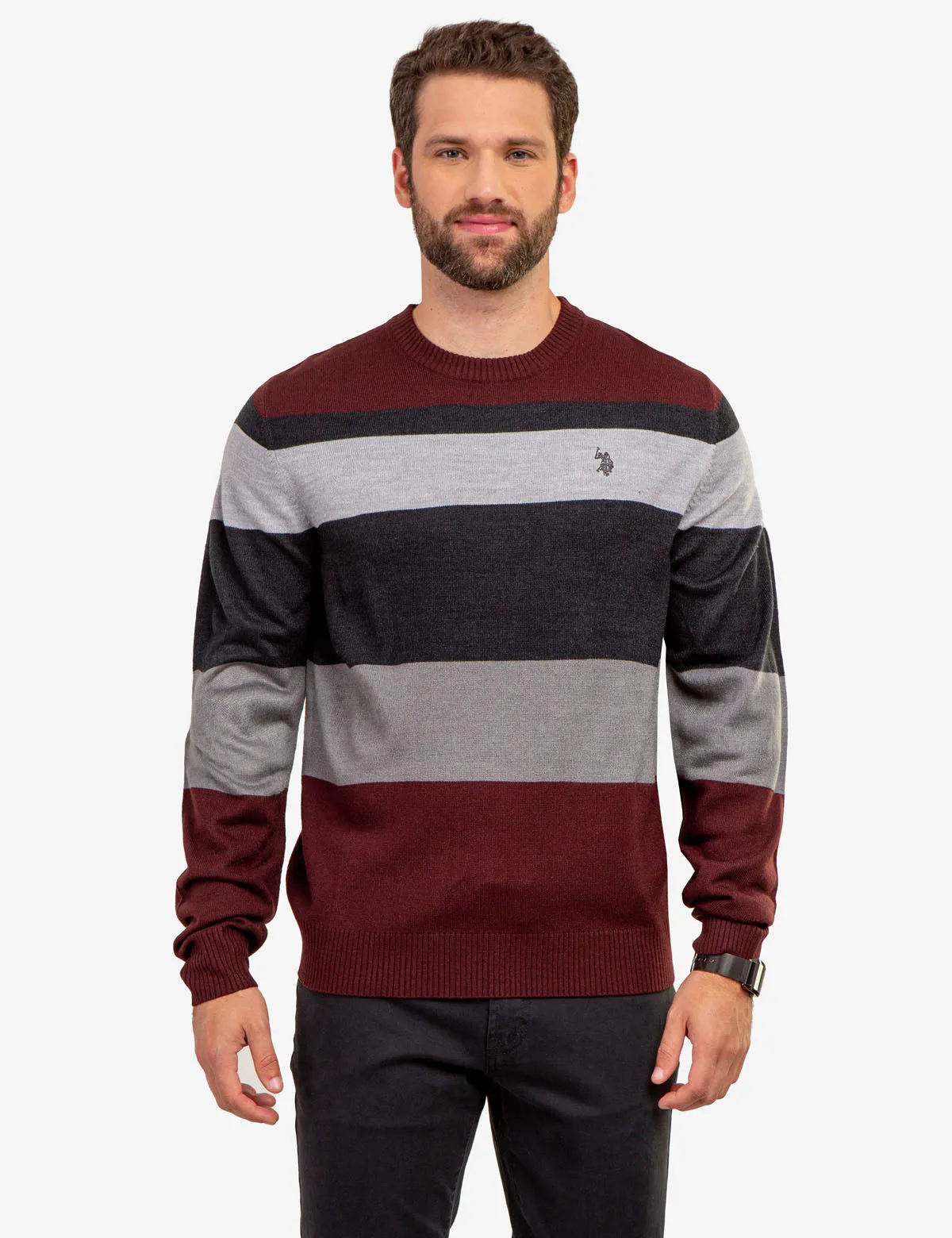 SOFT LARGE STRIPE CREW NECK SWEATER sold by U.S. Polo Assn.