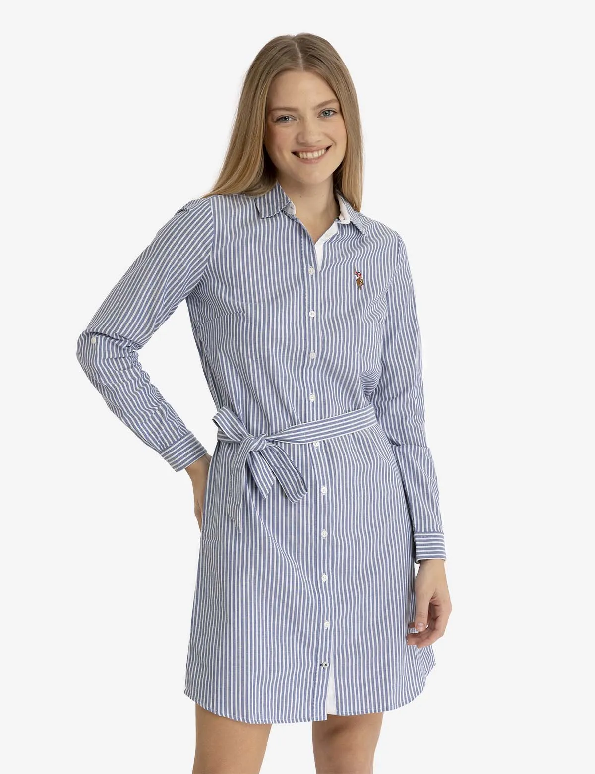 STRIPED MULTI-COLORED LOGO OXFORD DRESS sold by U.S. Polo Assn.