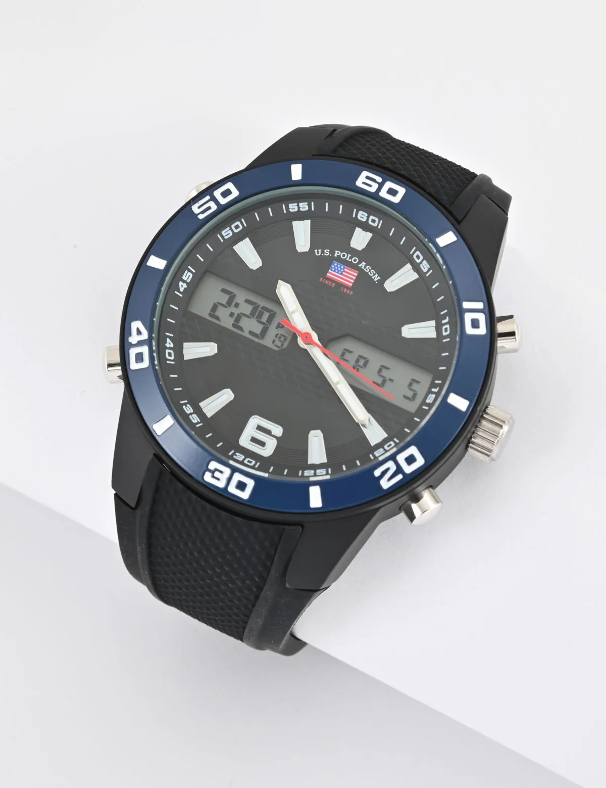 MEN'S BLACK AND BLUE RUBBER STRAP ANA DIGI WATCH sold by U.S. Polo Assn. product image thumbnail 2