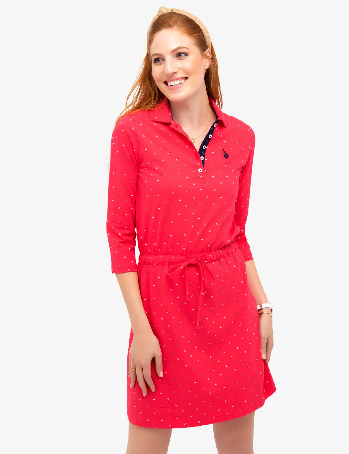 COTTON JERSEY TRI-DOT DRESS sold by U.S. Polo Assn.