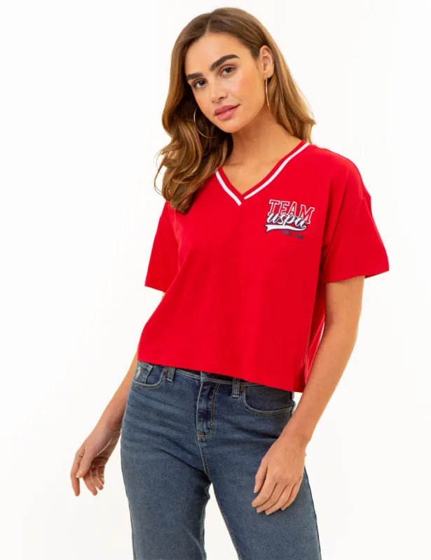 TIPPED V-NECK GRAPHIC T-SHIRT sold by U.S. Polo Assn.