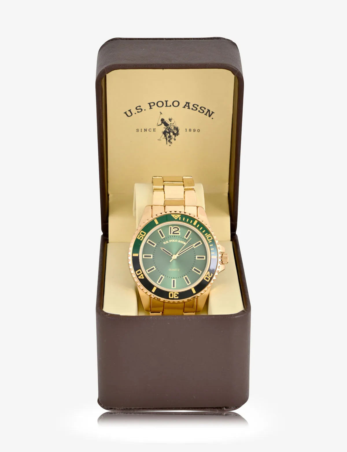 MEN'S GOLDTONE AND GREEN SPORT BEZEL ANALOG WATCH sold by U.S. Polo Assn. product image thumbnail 2