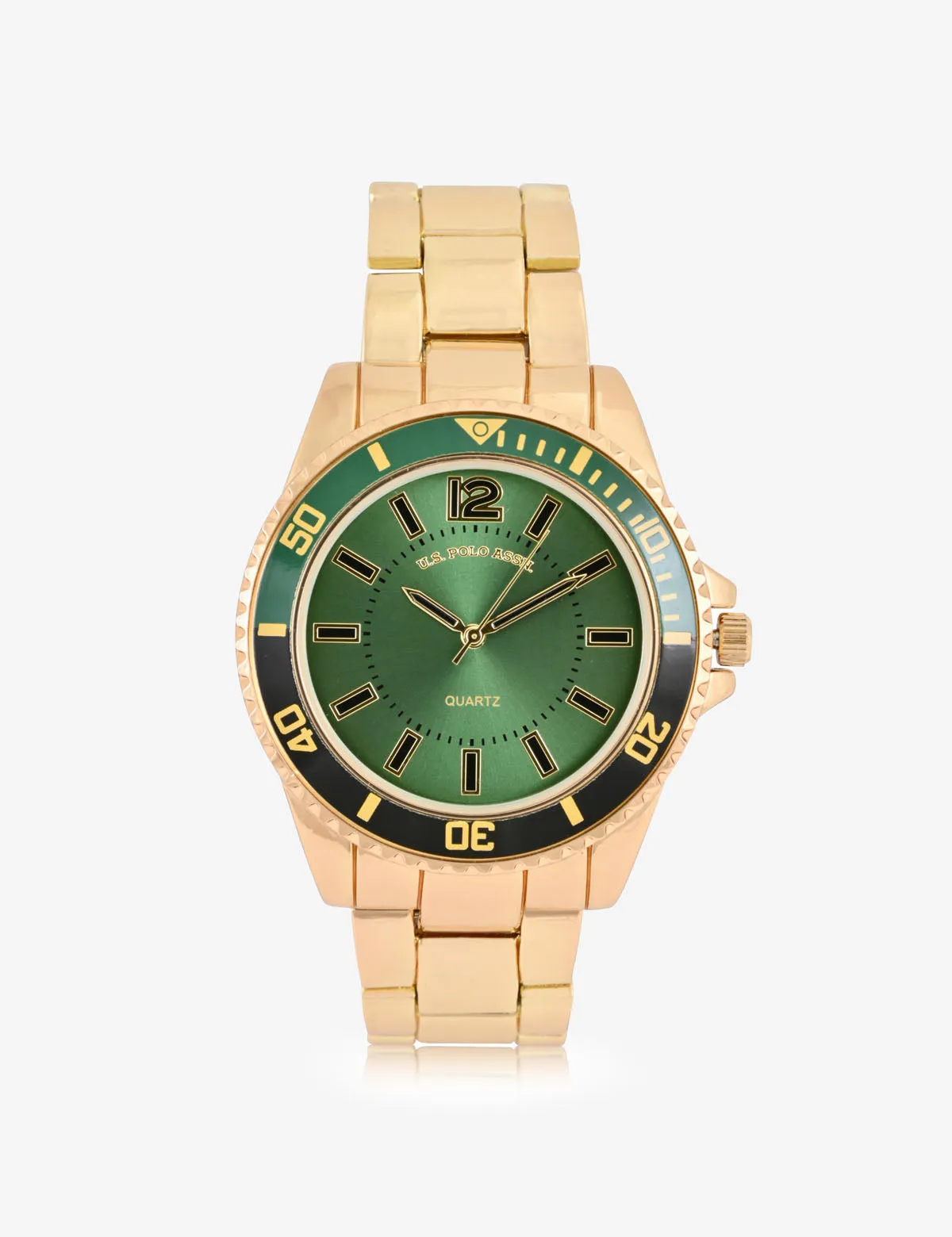 MEN'S GOLDTONE AND GREEN SPORT BEZEL ANALOG WATCH sold by U.S. Polo Assn. product image thumbnail 3
