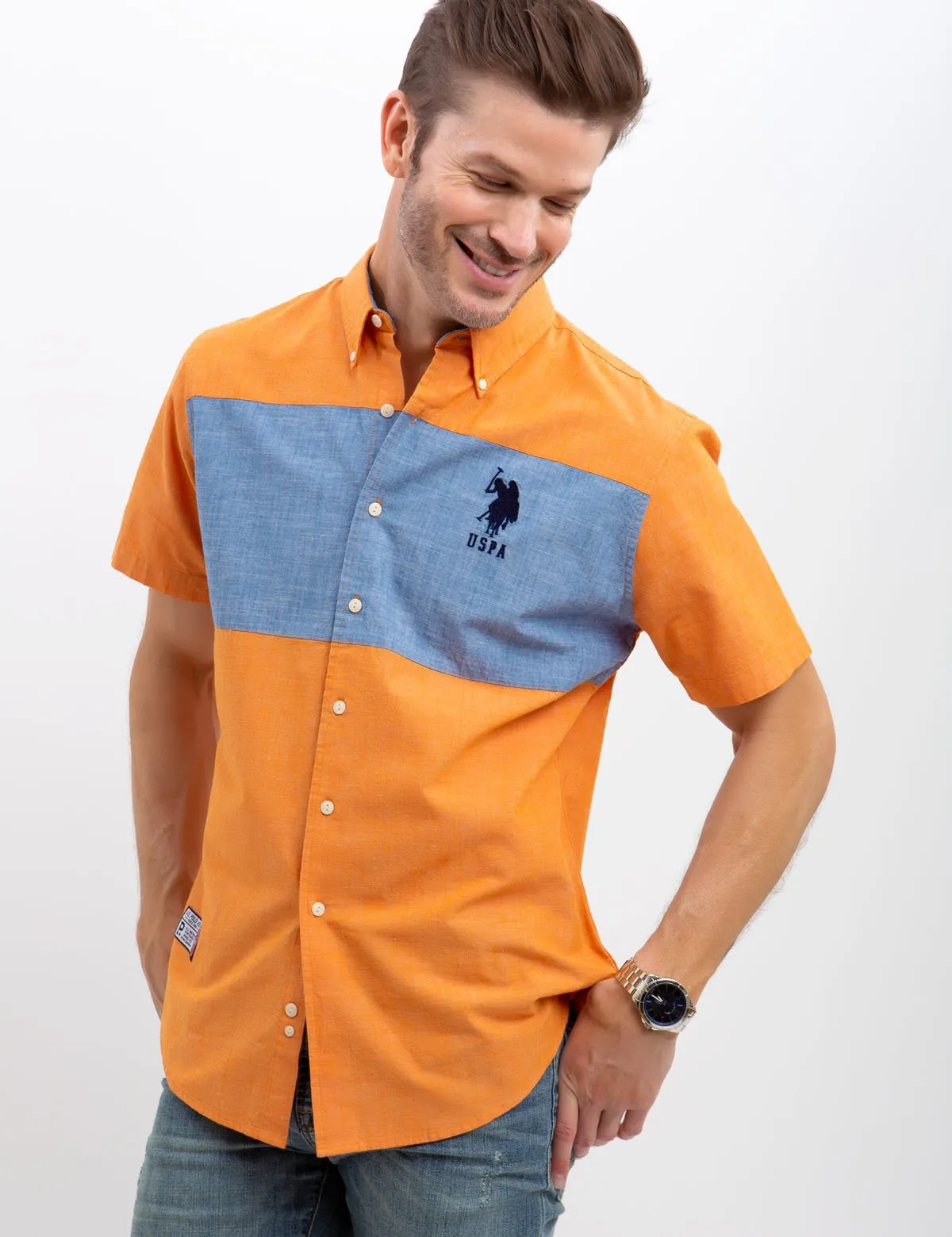 STRETCH SLIM CANVAS SHIRT sold by U.S. Polo Assn. product image thumbnail 3