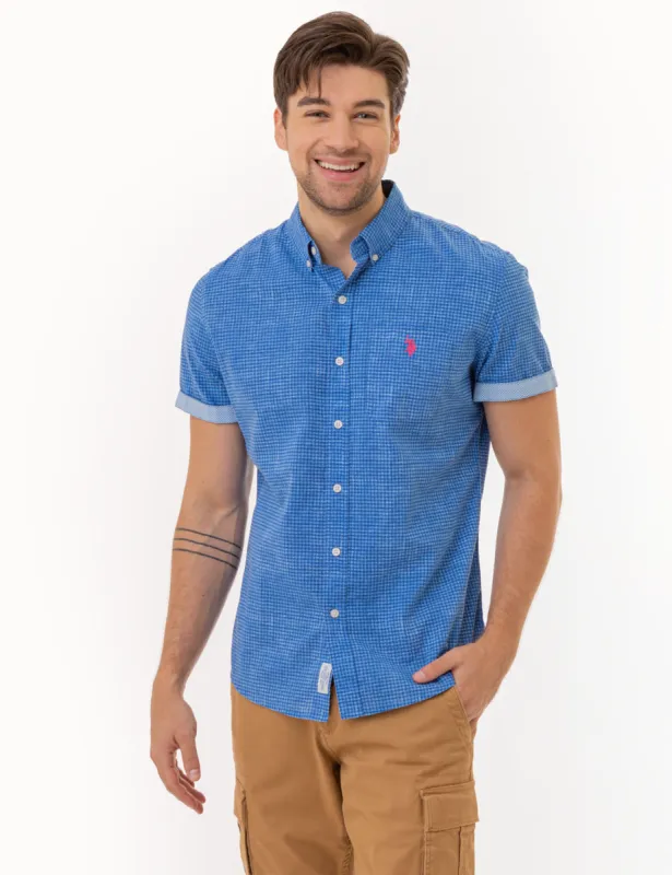 GINGHAM SHORT SLEEVE SOLID SLUB POPLIN SHIRT sold by U.S. Polo Assn.
