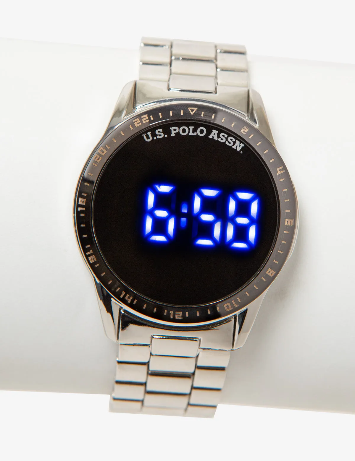 HIS AND HERS SILVER BRACELET BLUE LED WATCH SET sold by U.S. Polo Assn. product image thumbnail 2