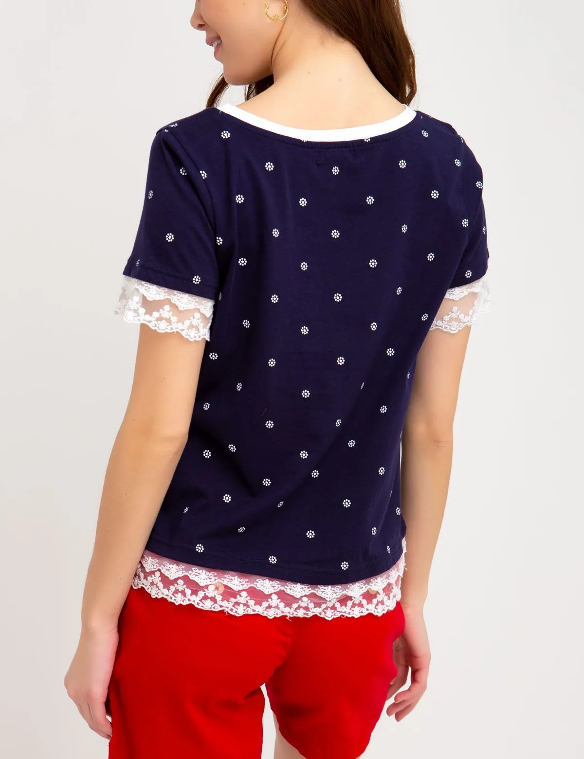FLORAL LACE TRIM TOP sold by U.S. Polo Assn. product image thumbnail 3