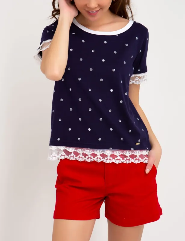FLORAL LACE TRIM TOP sold by U.S. Polo Assn.