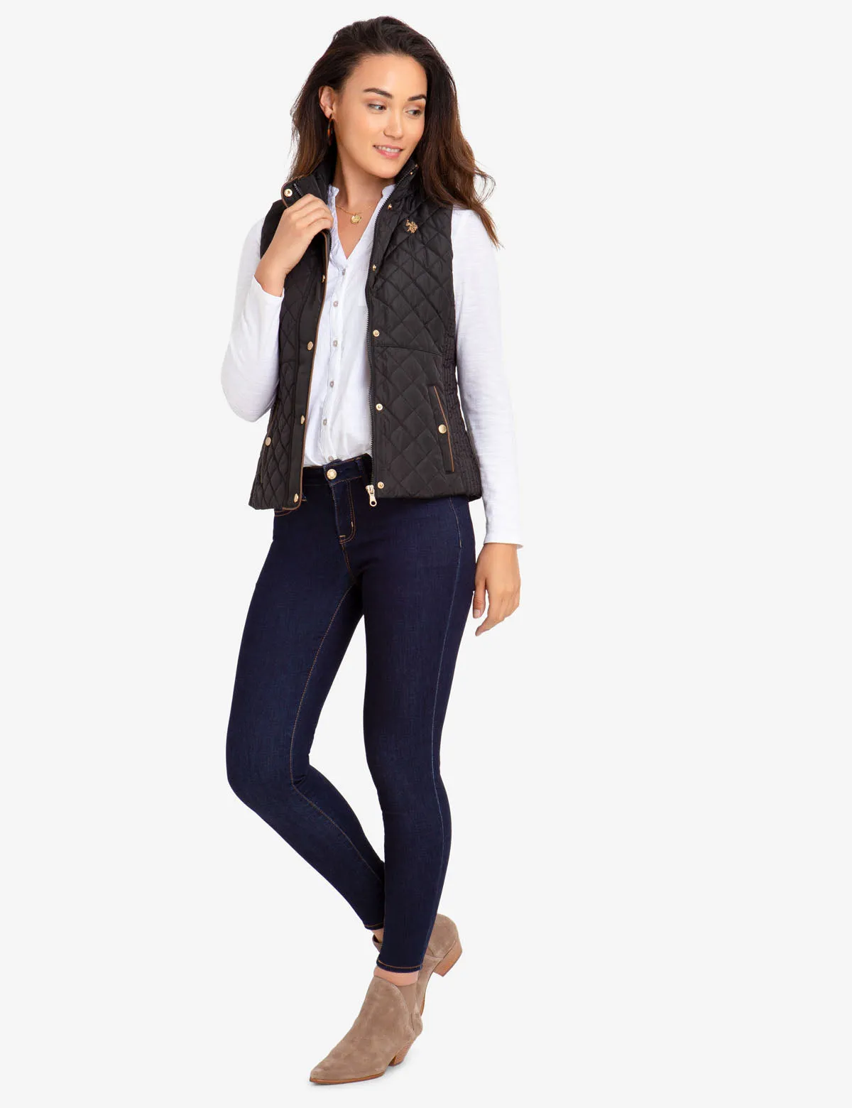QUILTED VEST WITH FAUX LEATHER PIPING sold by U.S. Polo Assn. product image thumbnail 2