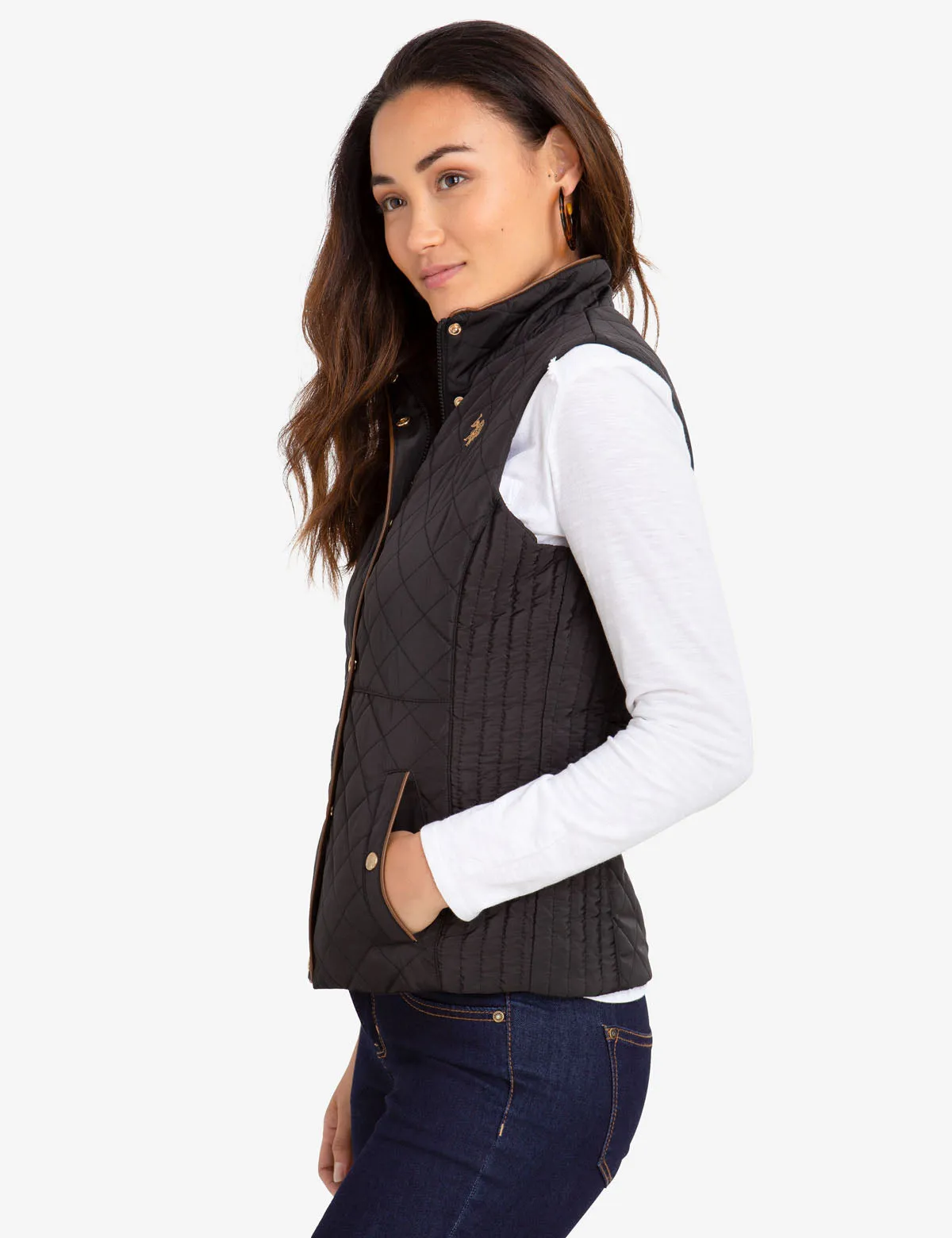 QUILTED VEST WITH FAUX LEATHER PIPING sold by U.S. Polo Assn. product image thumbnail 3