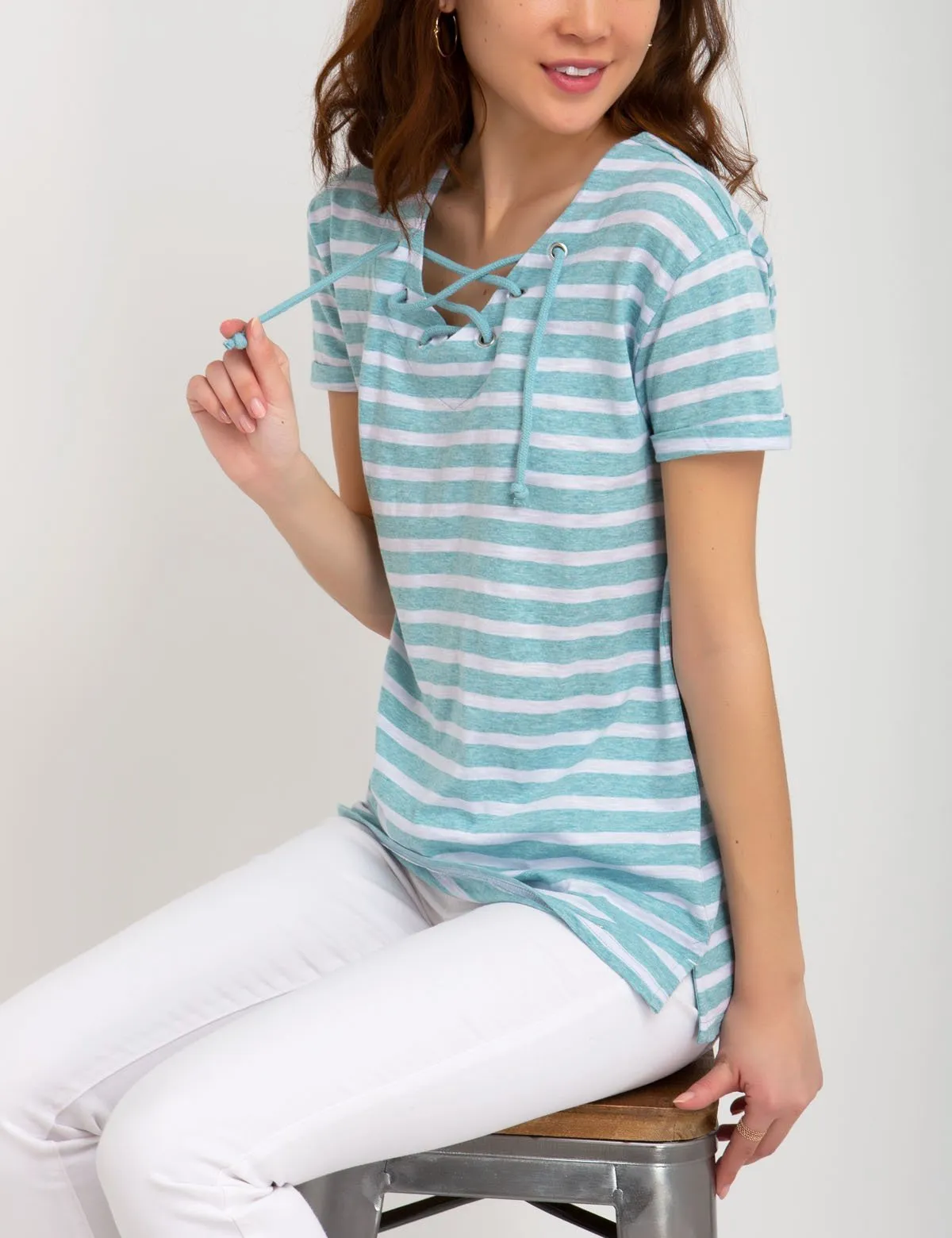 STRIPED LACE-UP TOP sold by U.S. Polo Assn. product image thumbnail 5