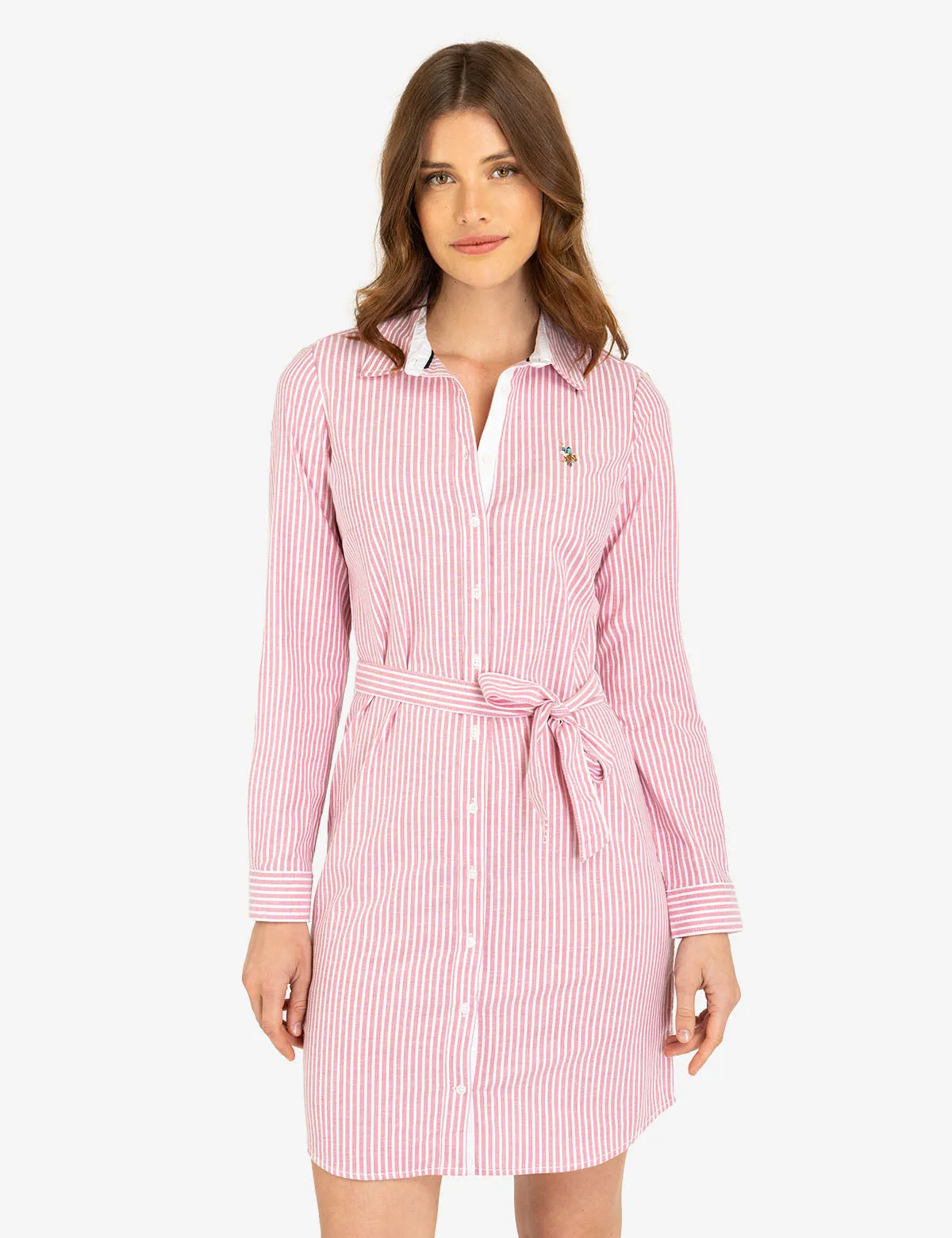STRIPED MULTI-COLORED LOGO OXFORD DRESS sold by U.S. Polo Assn.
