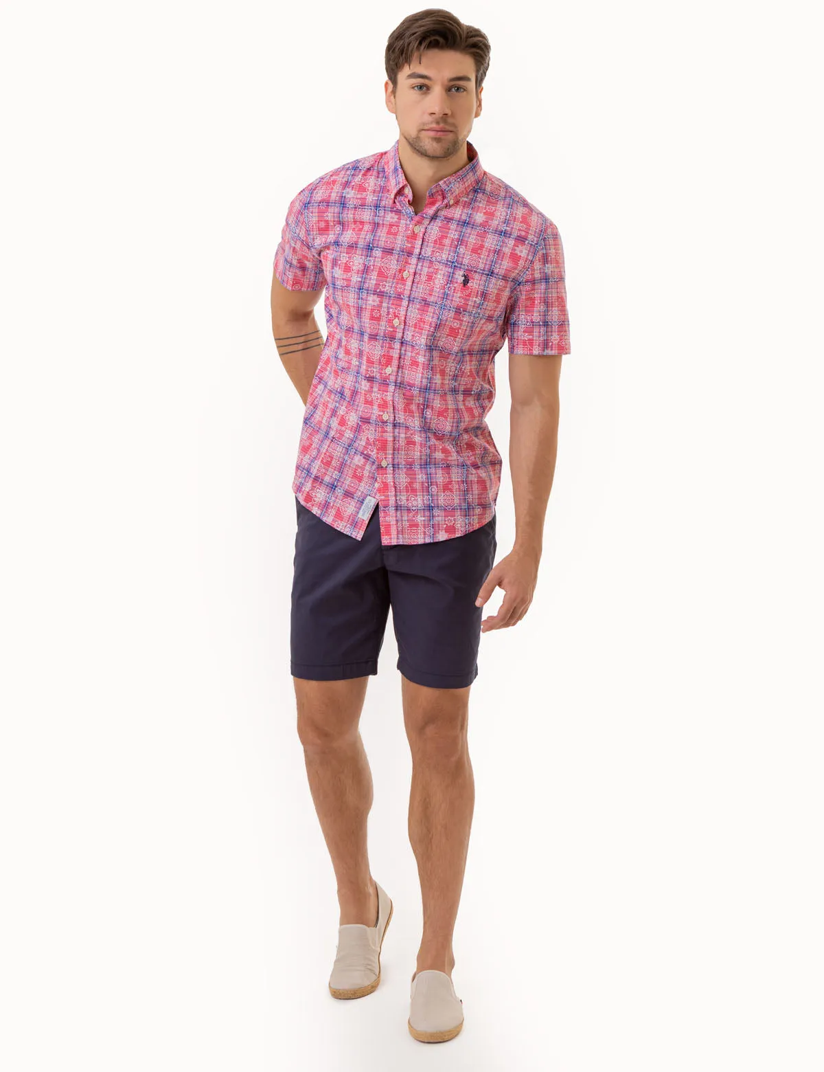 MADRAS FLORAL PLAID PRINT SHIRT WITH POCKET sold by U.S. Polo Assn. product image thumbnail 3