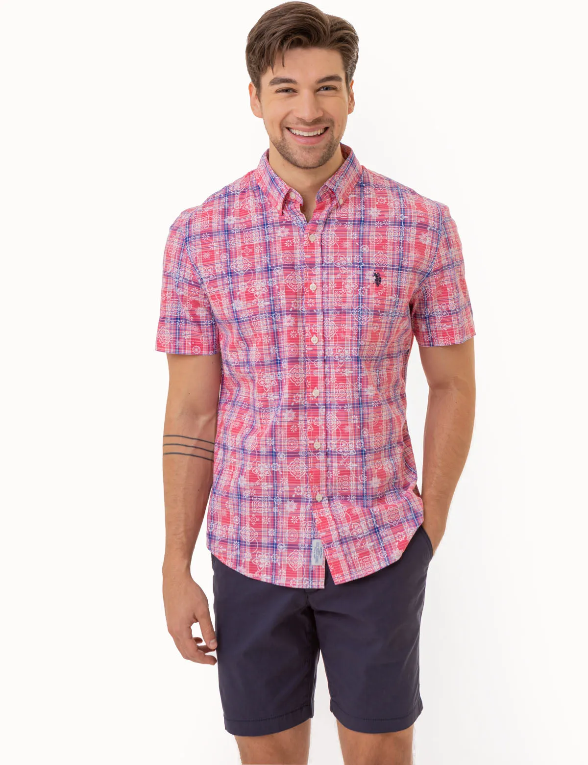 MADRAS FLORAL PLAID PRINT SHIRT WITH POCKET sold by U.S. Polo Assn.