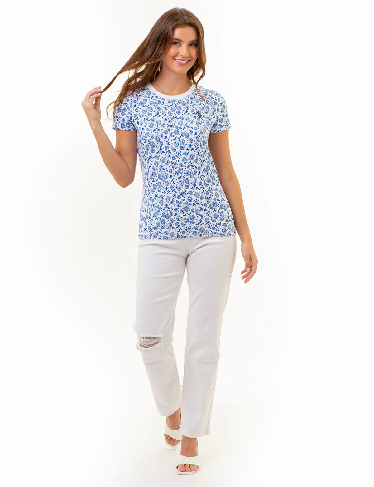 ALL OVER FLORAL PRINT CREW NECK T-SHIRT sold by U.S. Polo Assn. product image thumbnail 5