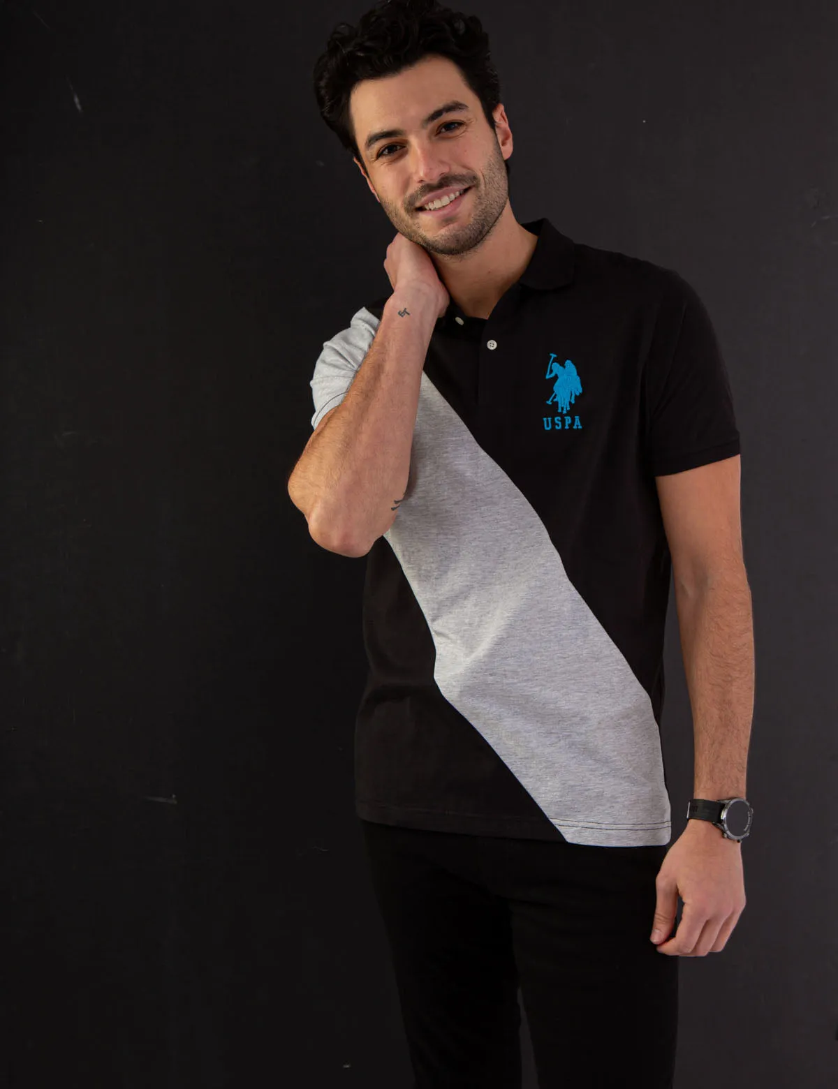 DIAGONAL COLORBLOCK JERSEY POLO SHIRT sold by U.S. Polo Assn.