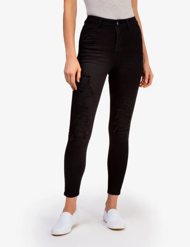 CURVY ULTRA HIGH RISE DESTRUCTED SKINNY JEANS sold by U.S. Polo Assn.