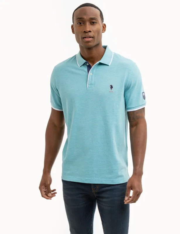 USPA TEAM PIPED HEATHER PIQUE POLO SHIRT sold by U.S. Polo Assn.