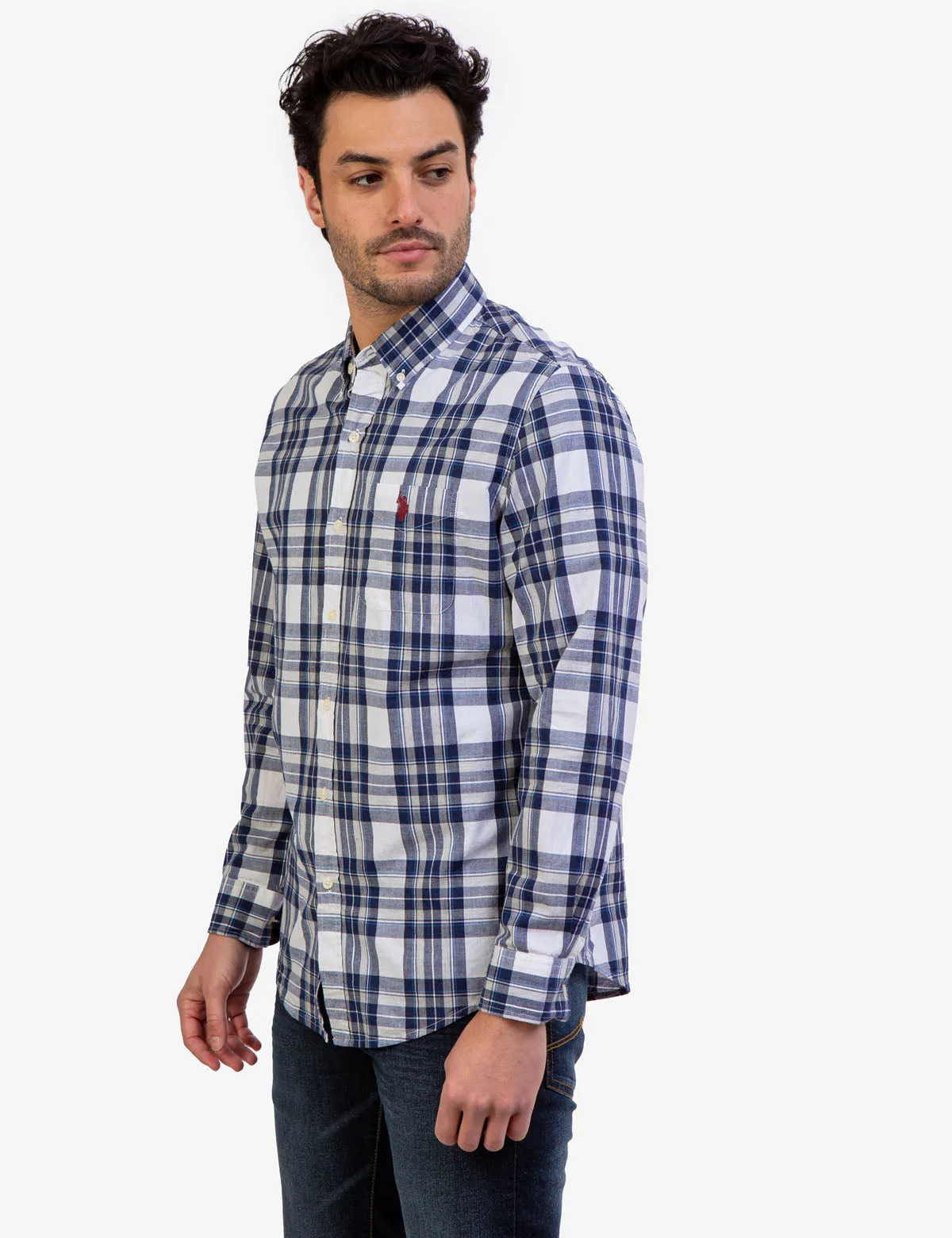 HEATHER POPLIN PLAID LONG SLEEVE SHIRT sold by U.S. Polo Assn. product image thumbnail 3