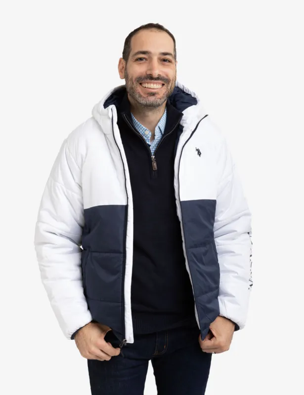 COLORBLOCK WORDMARK PUFFER JACKET sold by U.S. Polo Assn.