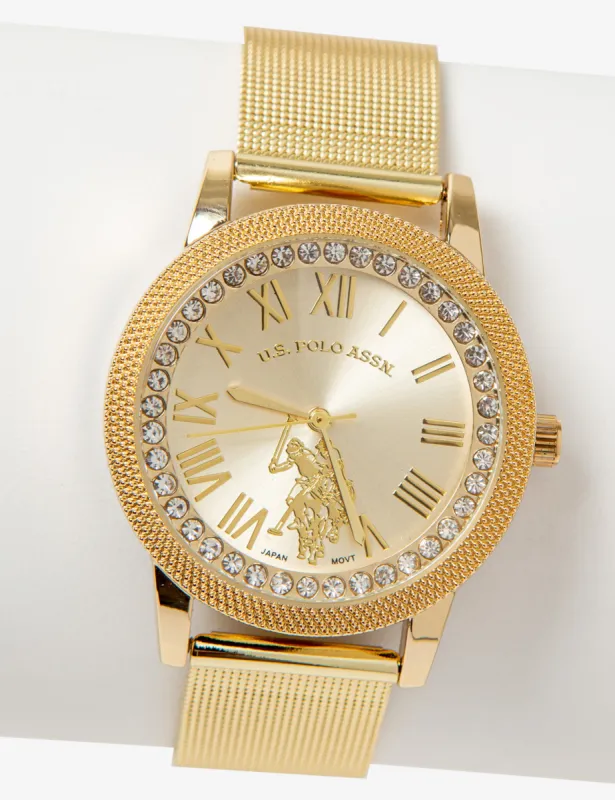 LADIES GOLDTONE MESH BRACELET WATCH sold by U.S. Polo Assn.