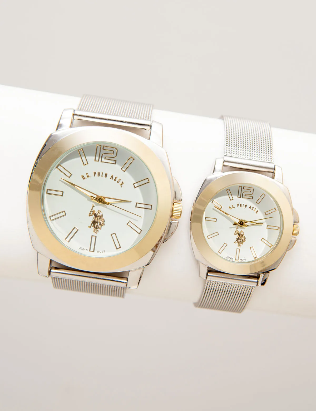 HIS AND HER'S MESH STRAP WITH GOLD BEZEL WATCH SET sold by U.S. Polo Assn. product image thumbnail 2