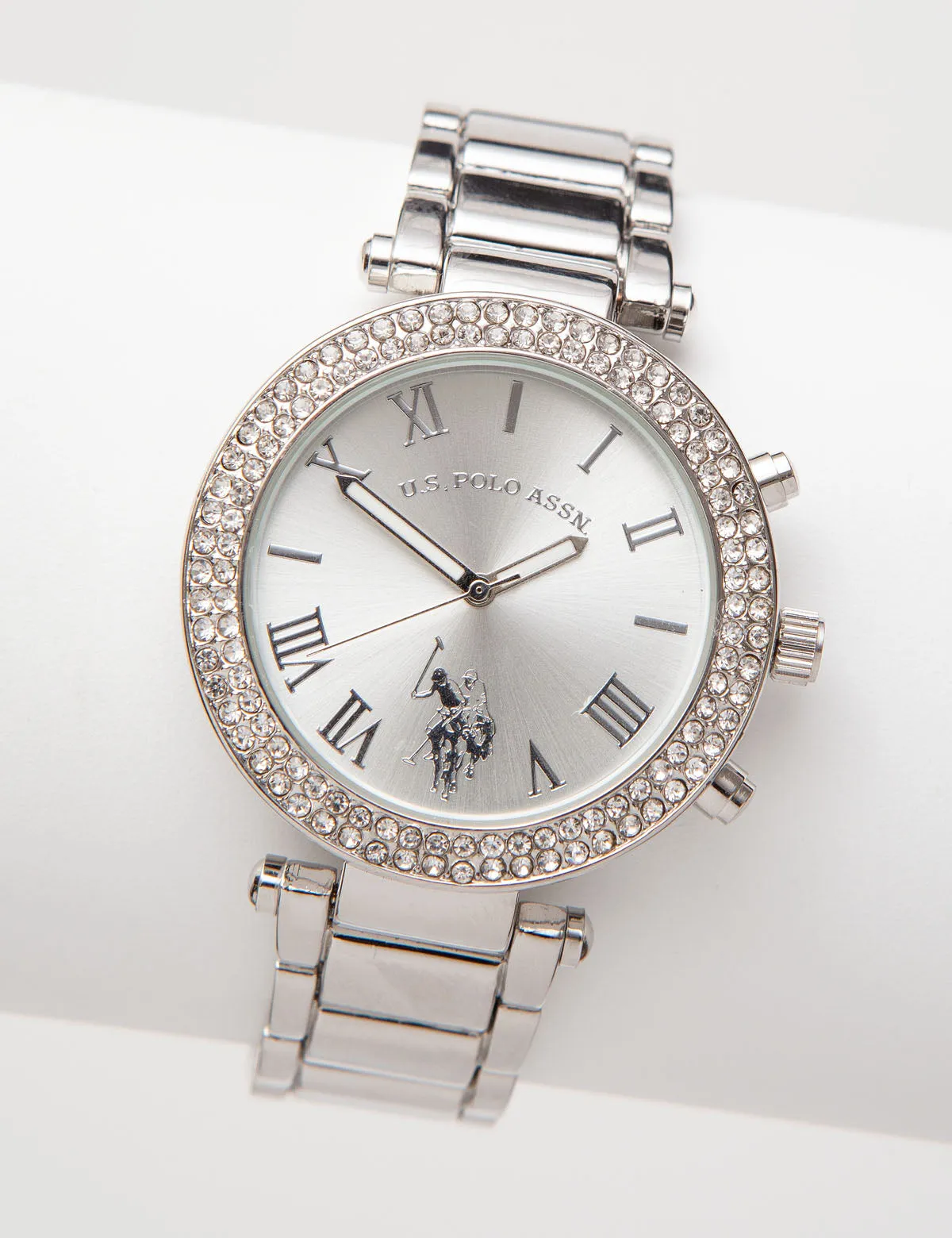 LADIES SILVERTONE WATCH WITH CRYSTALS sold by U.S. Polo Assn.