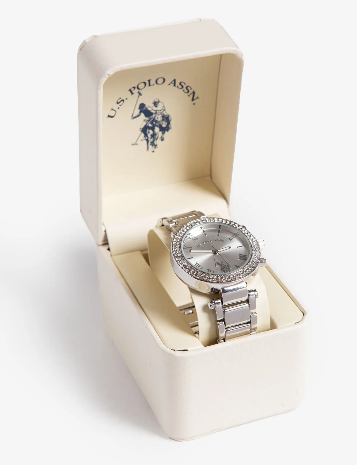 LADIES SILVERTONE WATCH WITH CRYSTALS sold by U.S. Polo Assn. product image thumbnail 2
