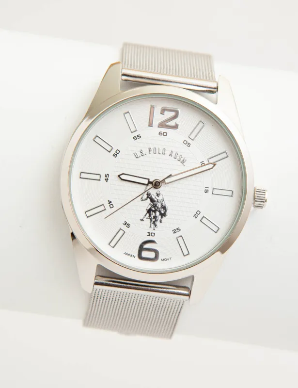MEN'S SILVER MESH STRAP DRESS WATCH sold by U.S. Polo Assn.