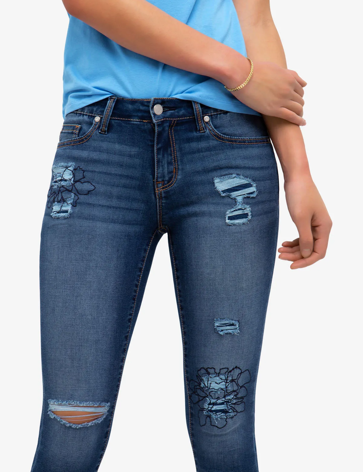 REPREVE® MID RISE EMBROIDERED DESTRUCTIVE JEGGING sold by U.S. Polo Assn. product image thumbnail 2