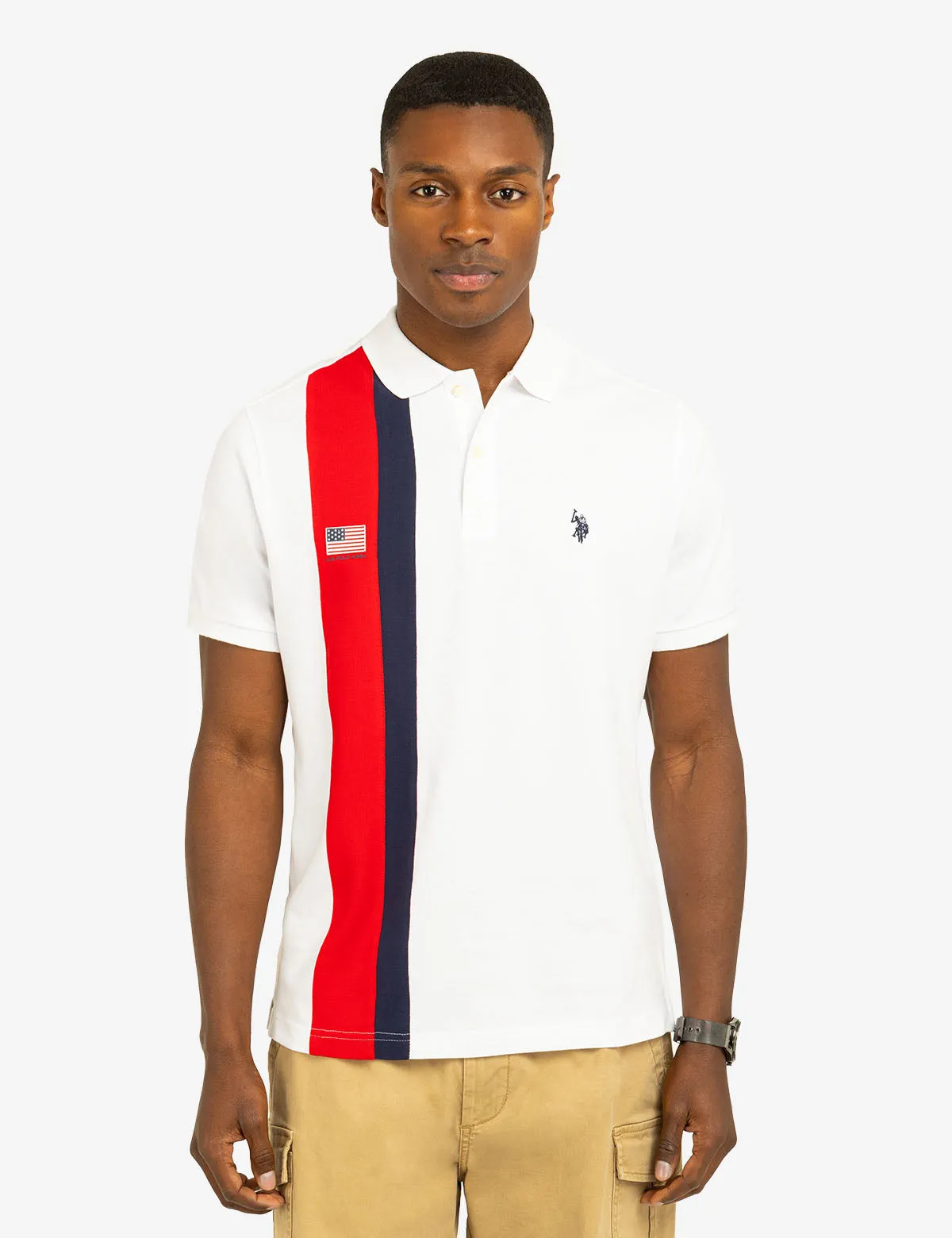 VERTICAL SASH COLOR BLOCK PIQUE POLO SHIRT sold by U.S. Polo Assn.