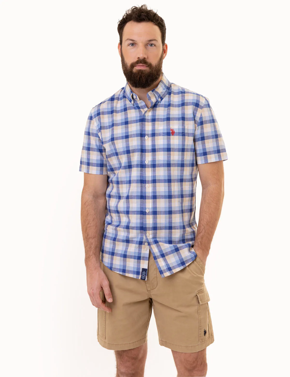 PLAID SLUB POPLIN SHORT SLEEVE SHIRT sold by U.S. Polo Assn.