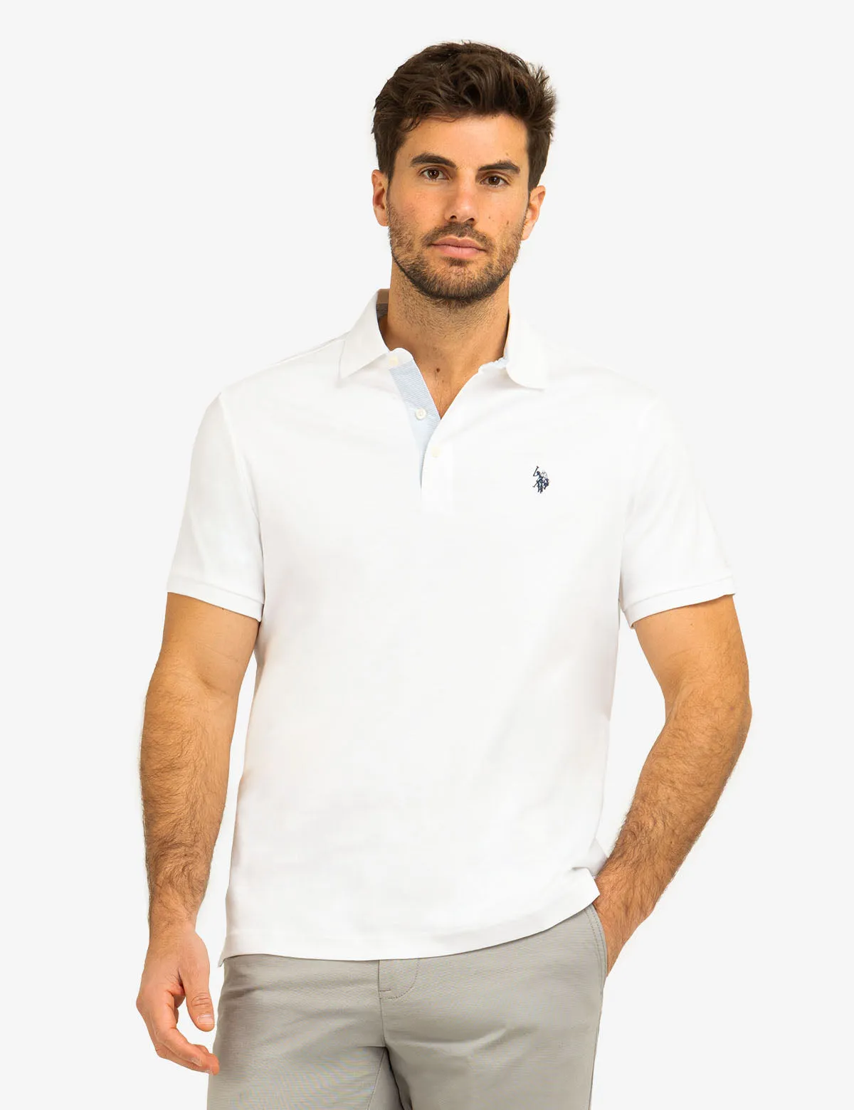 SOLID INTERLOCK POLO SHIRT WITH WOVEN TRIM sold by U.S. Polo Assn. product image thumbnail 5