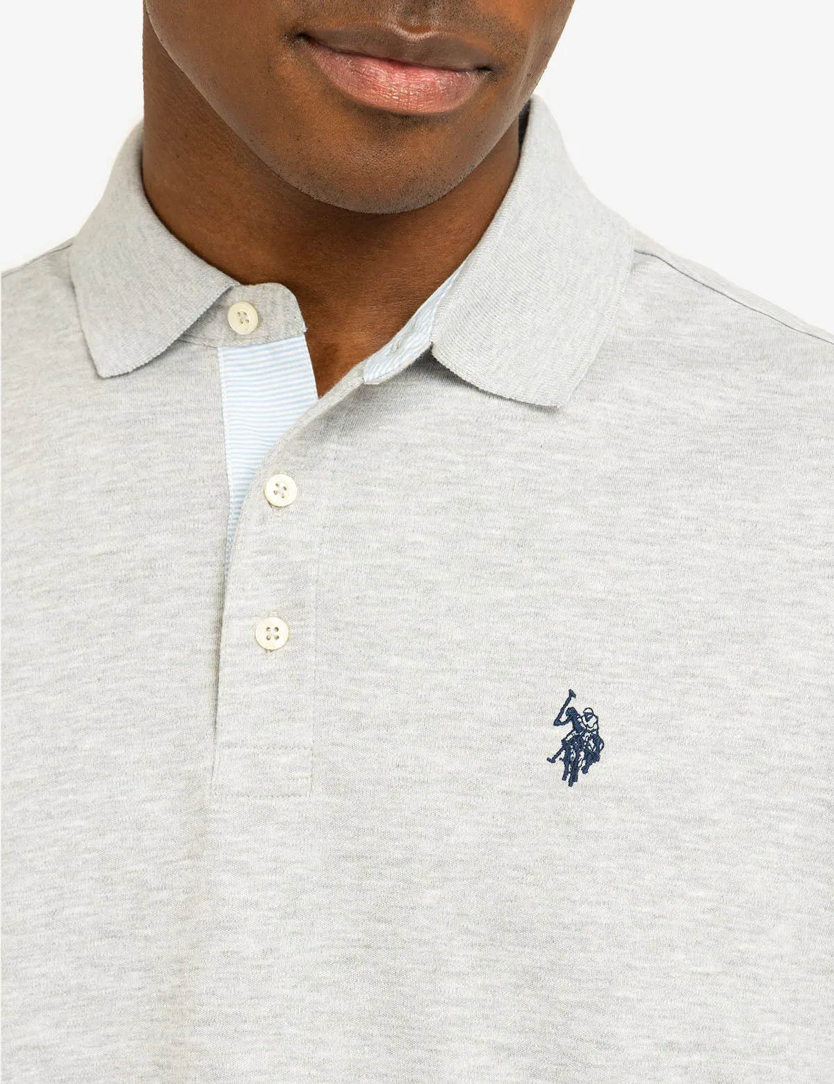 SOLID INTERLOCK POLO SHIRT WITH WOVEN TRIM sold by U.S. Polo Assn. product image thumbnail 3