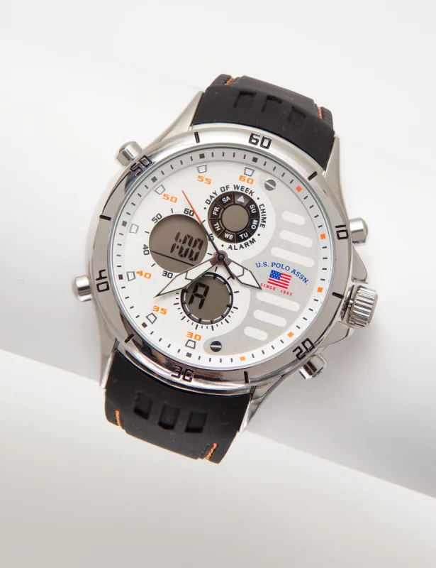 White Ana-Digi Dial Watch with Black Strap sold by U.S. Polo Assn.